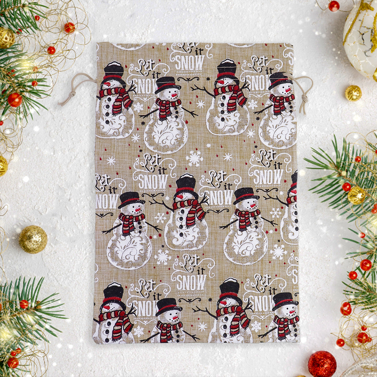 Bolsa de Regalo para Navidad con Diseño de Muñeco de Nieve
