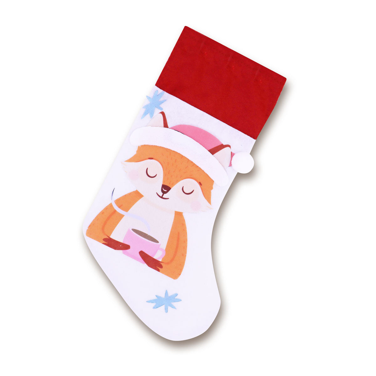 Bota Navideña color Blanco con Diseño de Zorrito