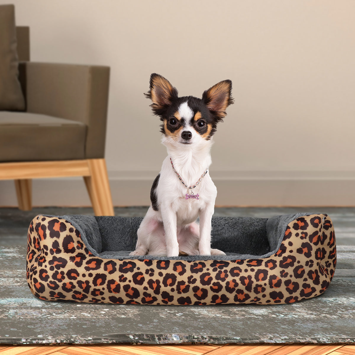 Cama con Diseño de Leopardo para Mascota