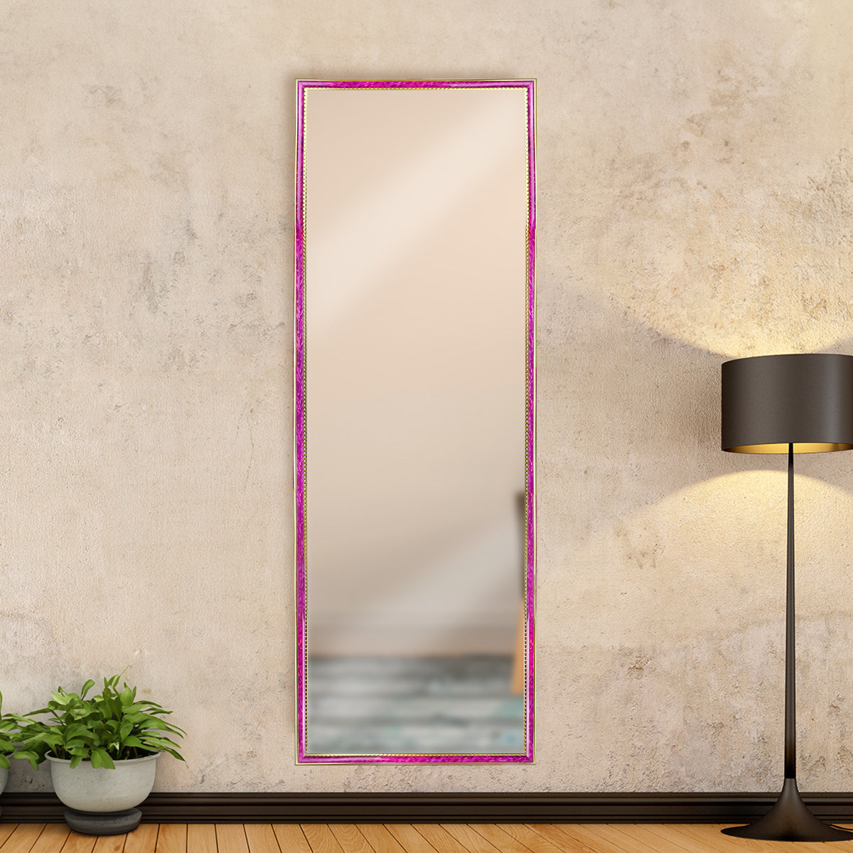 Espejo con Marco Rosa con Dorado, 30x90 cm