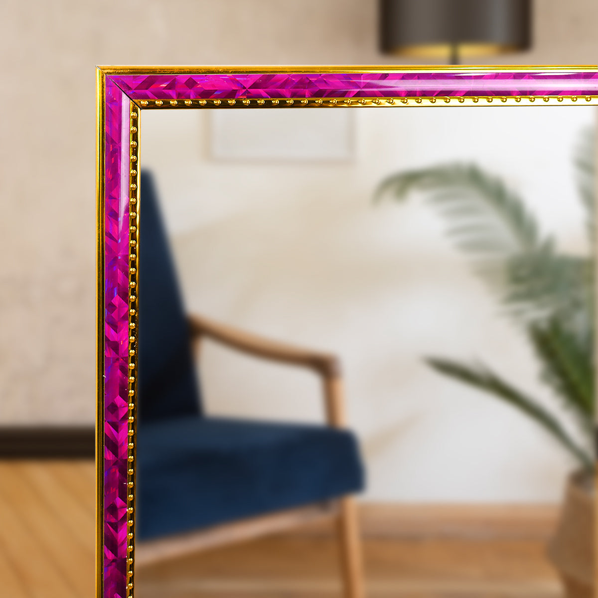 Espejo con Marco Rosa con Dorado, 30x90 cm