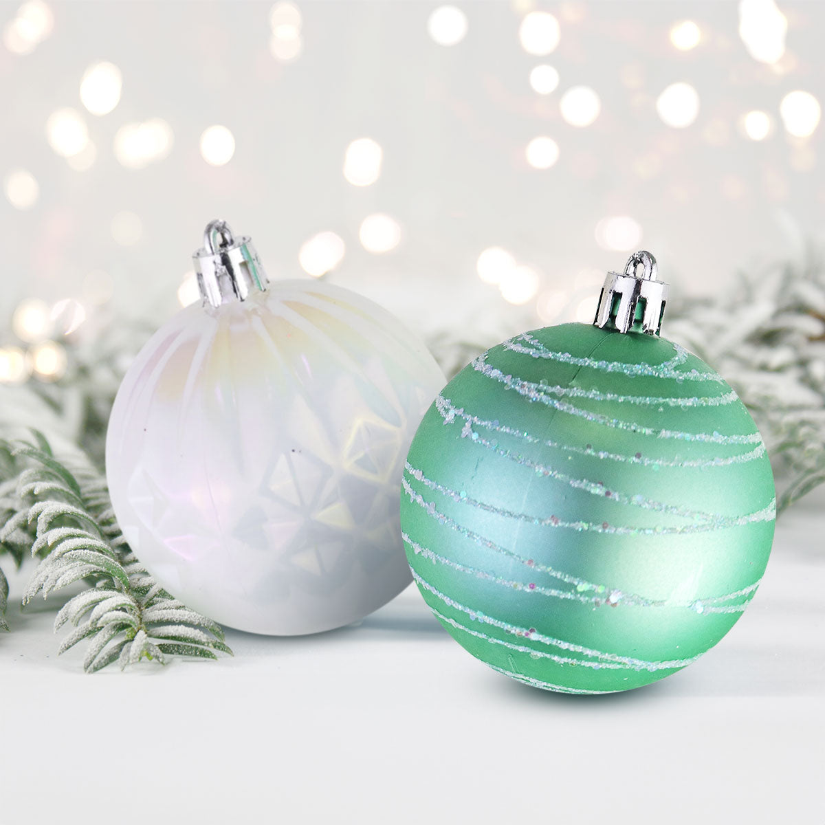 Esferas Decorativas color Verde y Blanco