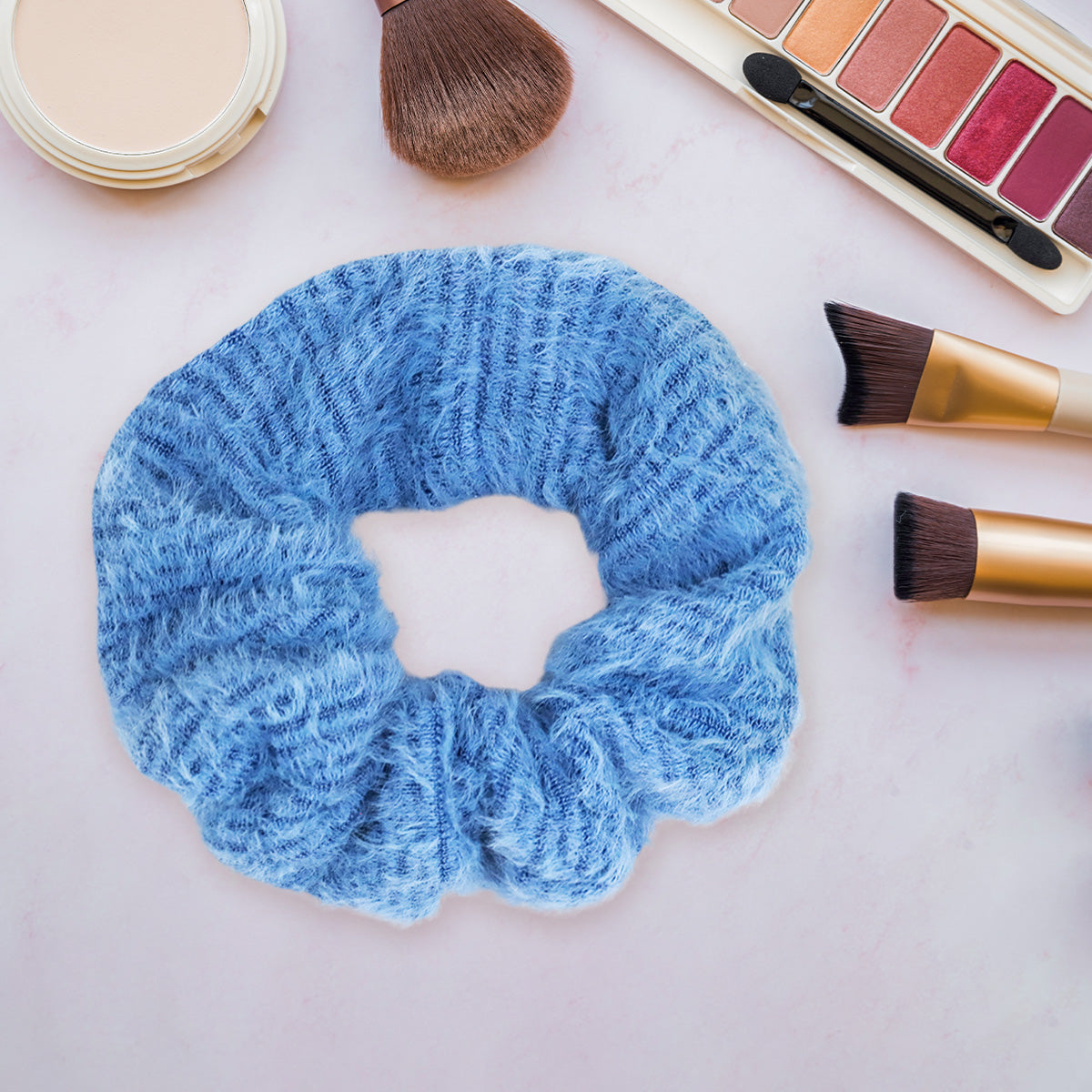 Scrunchie con Textura Suave color Azul