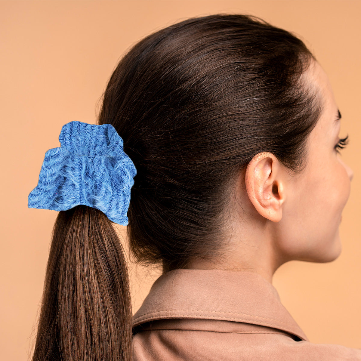 Scrunchie con Textura Suave color Azul