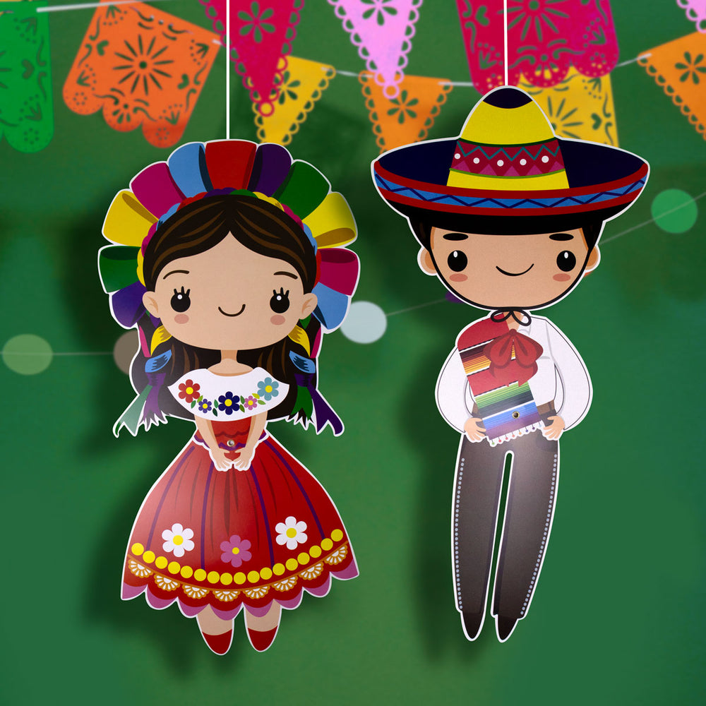Personaje Articulado de Adelita y Charro para Fiestas Patrias