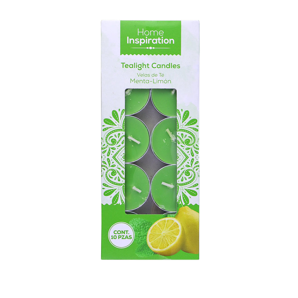 Velas de Té Menta-Limón, 10 piezas