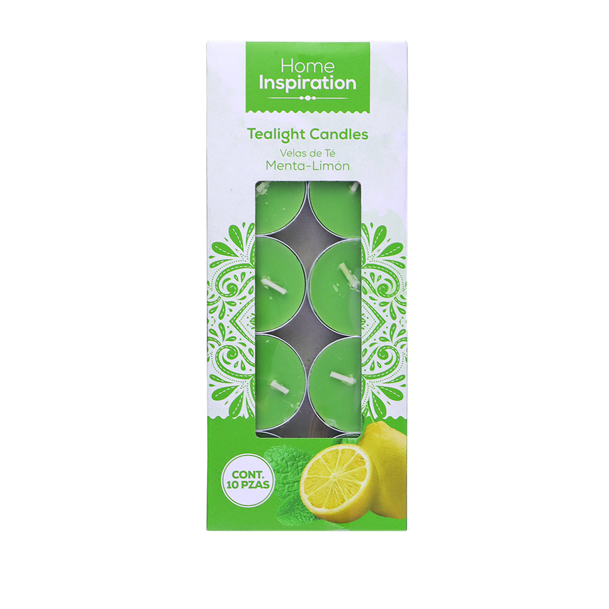 Velas de Té Menta-Limón, 10 piezas