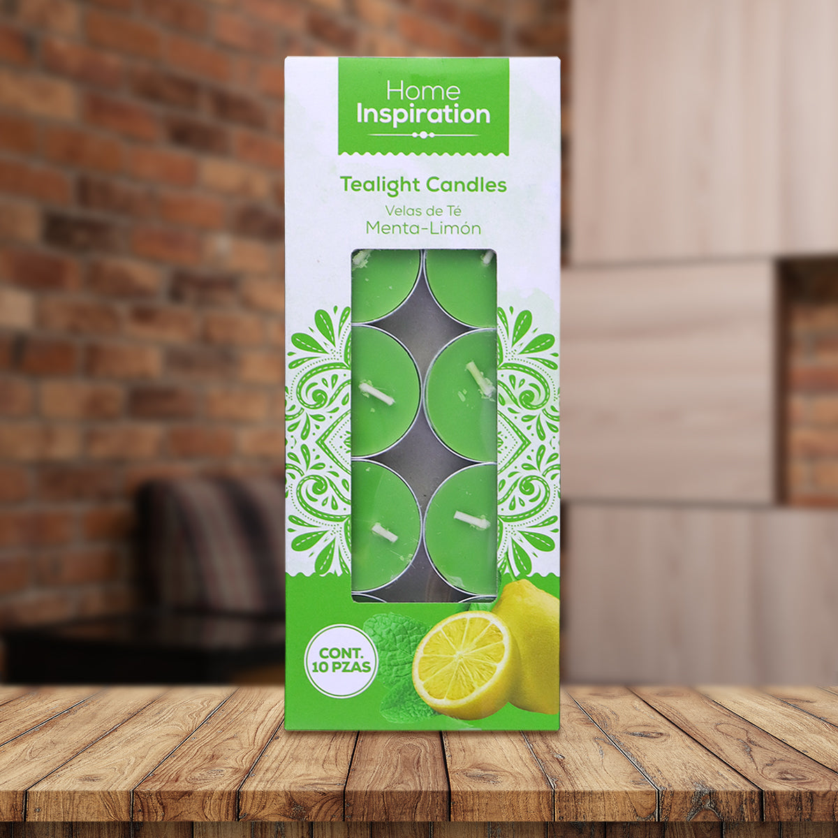 Velas de Té Menta-Limón, 10 piezas