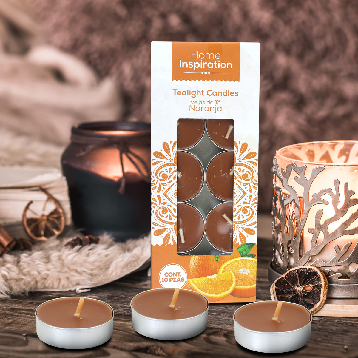 Velas de Té Naranja, 10 piezas