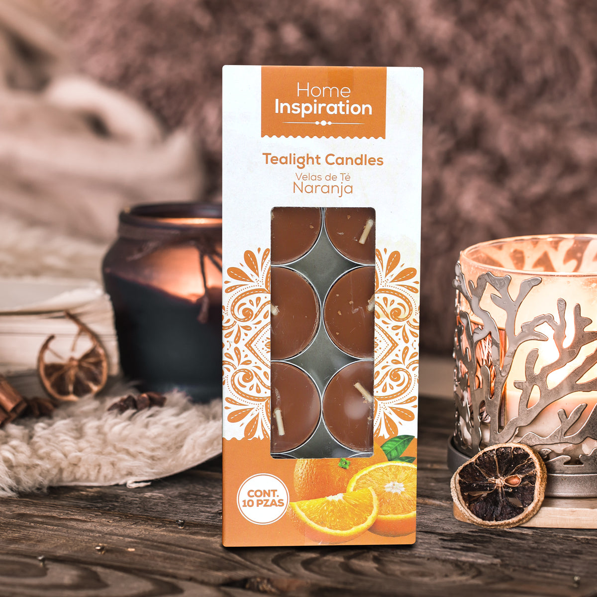 Velas de Té Naranja, 10 piezas