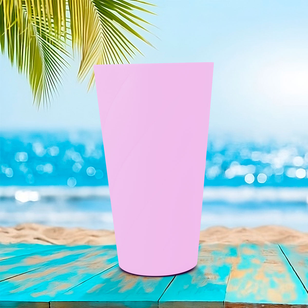 Set de 2 Vasos de Plástico, color Rosa Pastel, 550 ml