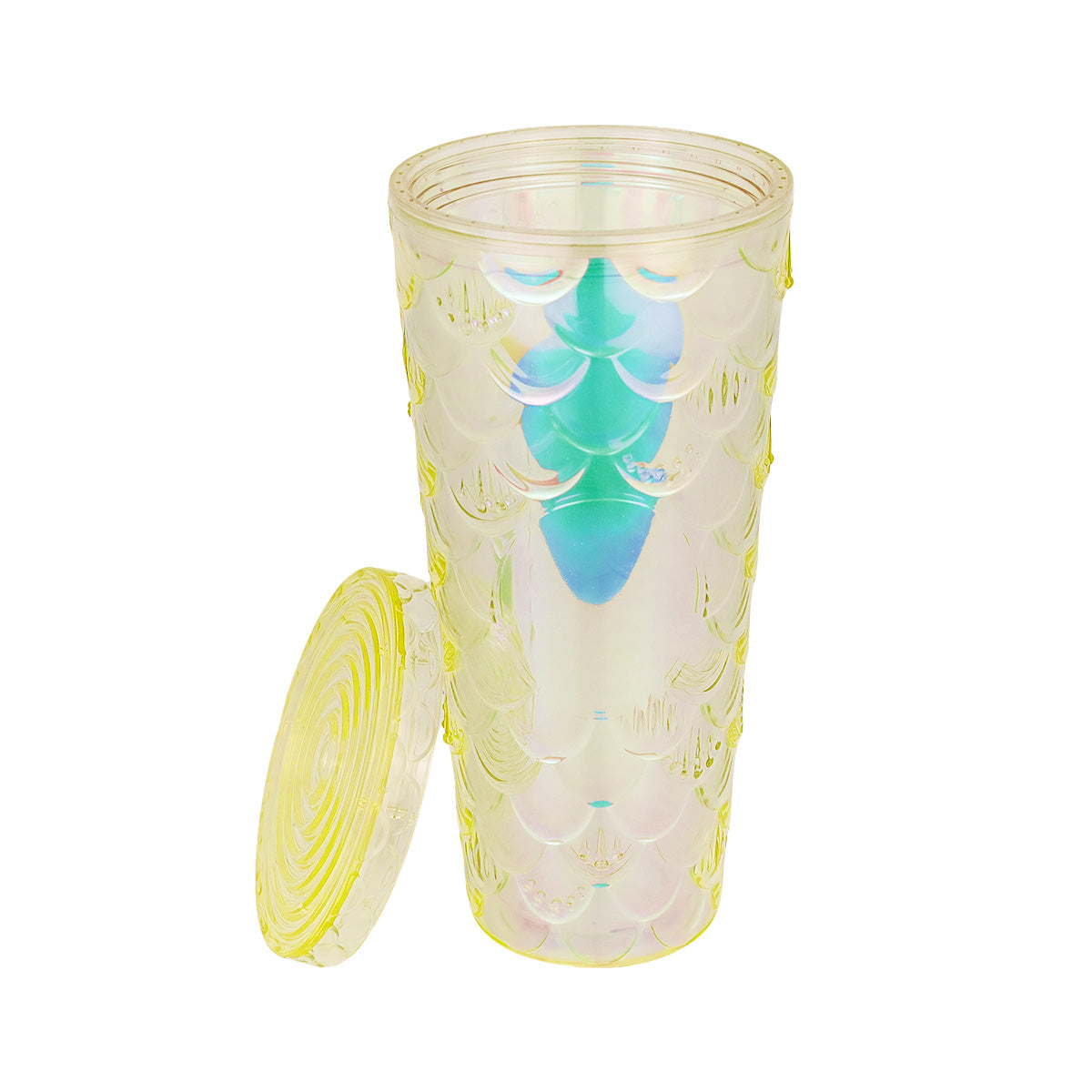 Vaso Decorado color Amarillo con Popote, 650ml