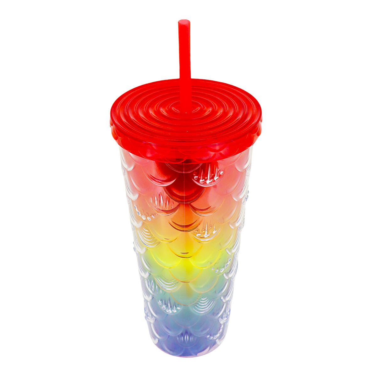 Vaso Decorado color Arcoíris con Popote, 650ml