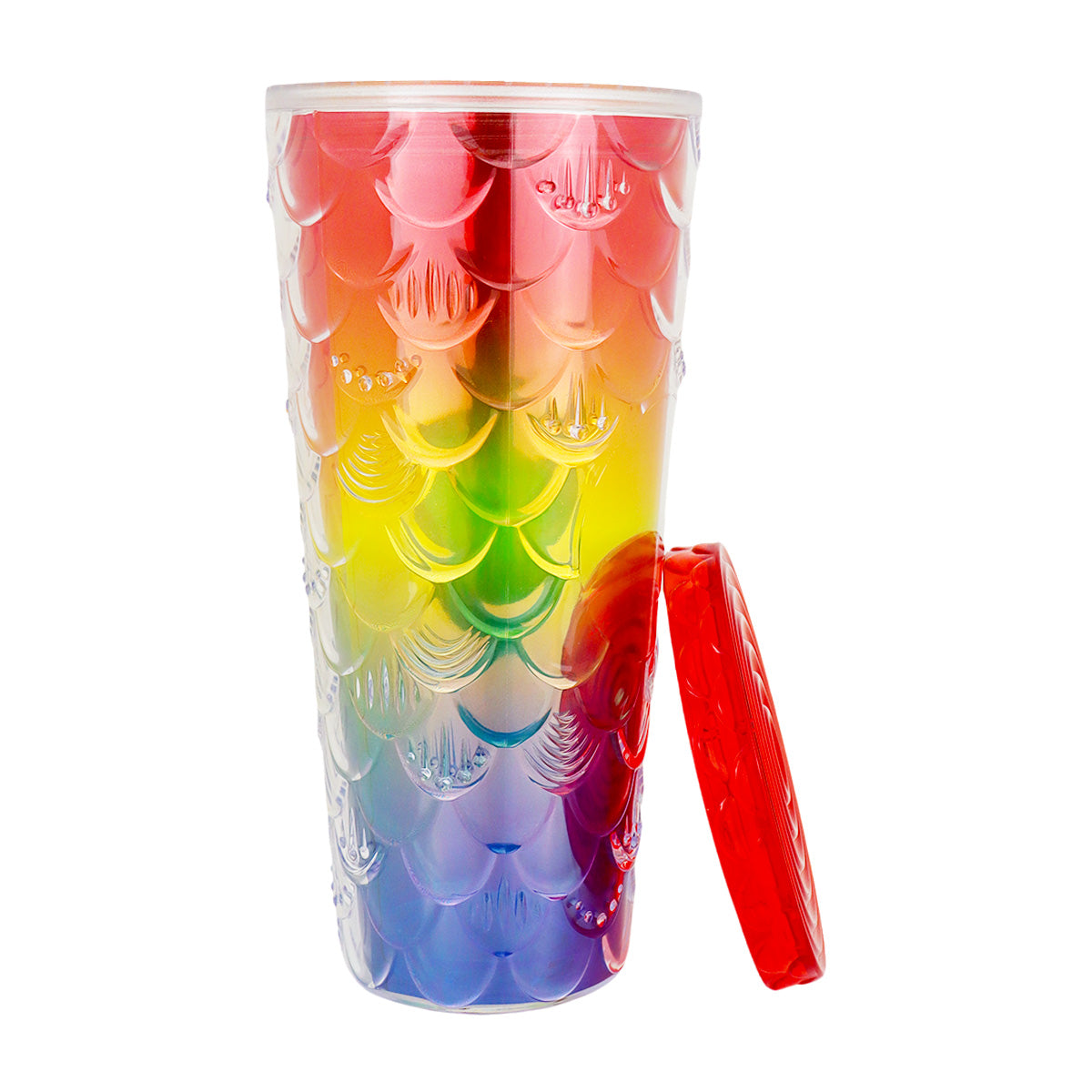 Vaso Decorado color Arcoíris con Popote, 650ml