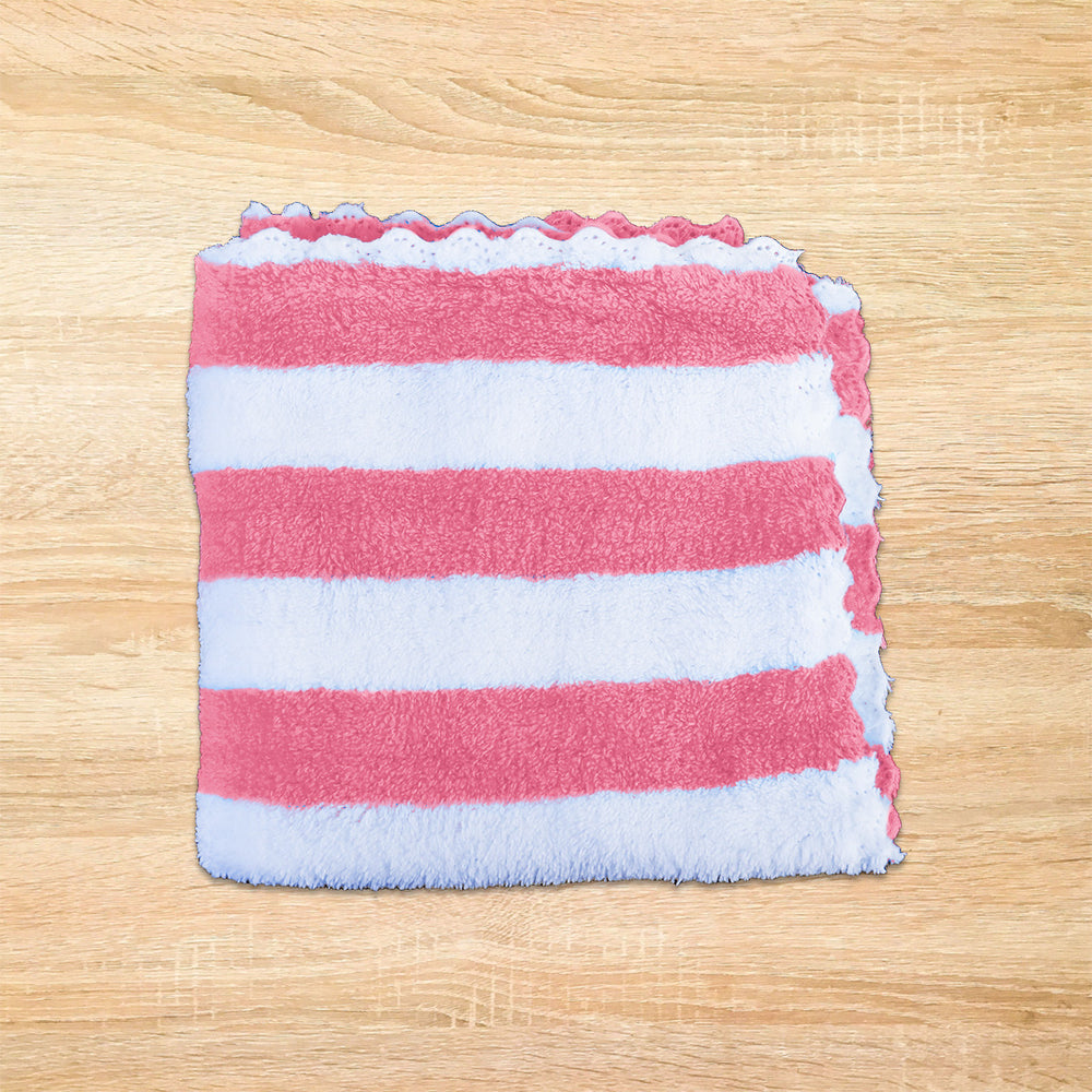 Set de 2 Trapos de Microfibra color Rosa con Blanco, 30x30cm