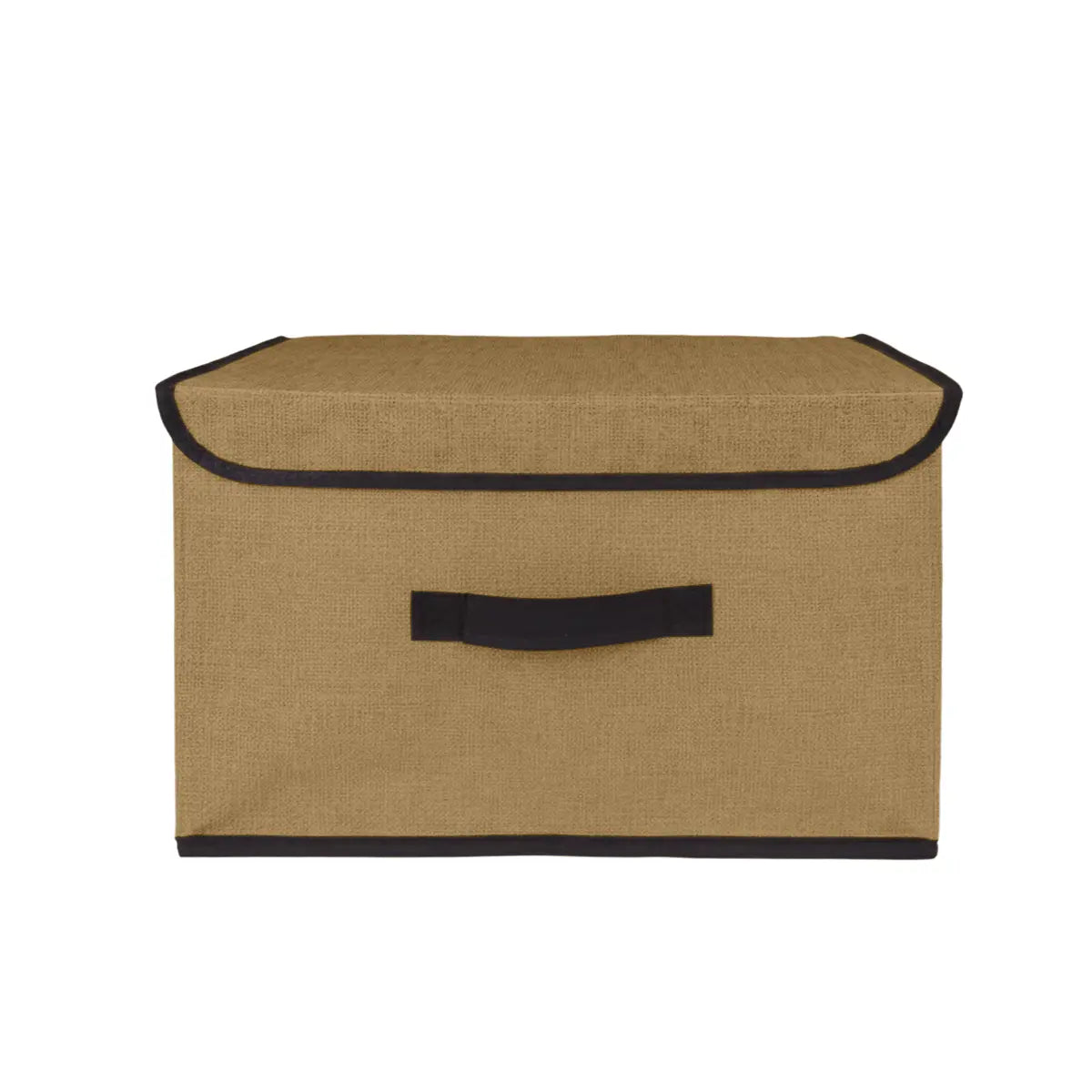 Caja Cuadrada con Tapa para Almacenamiento, Color Miel