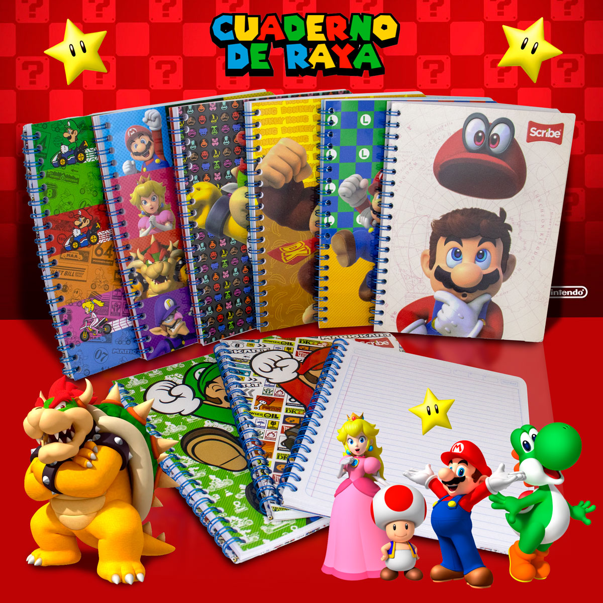 Cuaderno Profesional Scribe Mario Bros, 100 hojas Raya