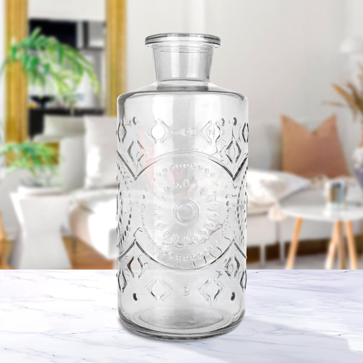 Florero de Vidrio con Textura, color Humo, 21 cm