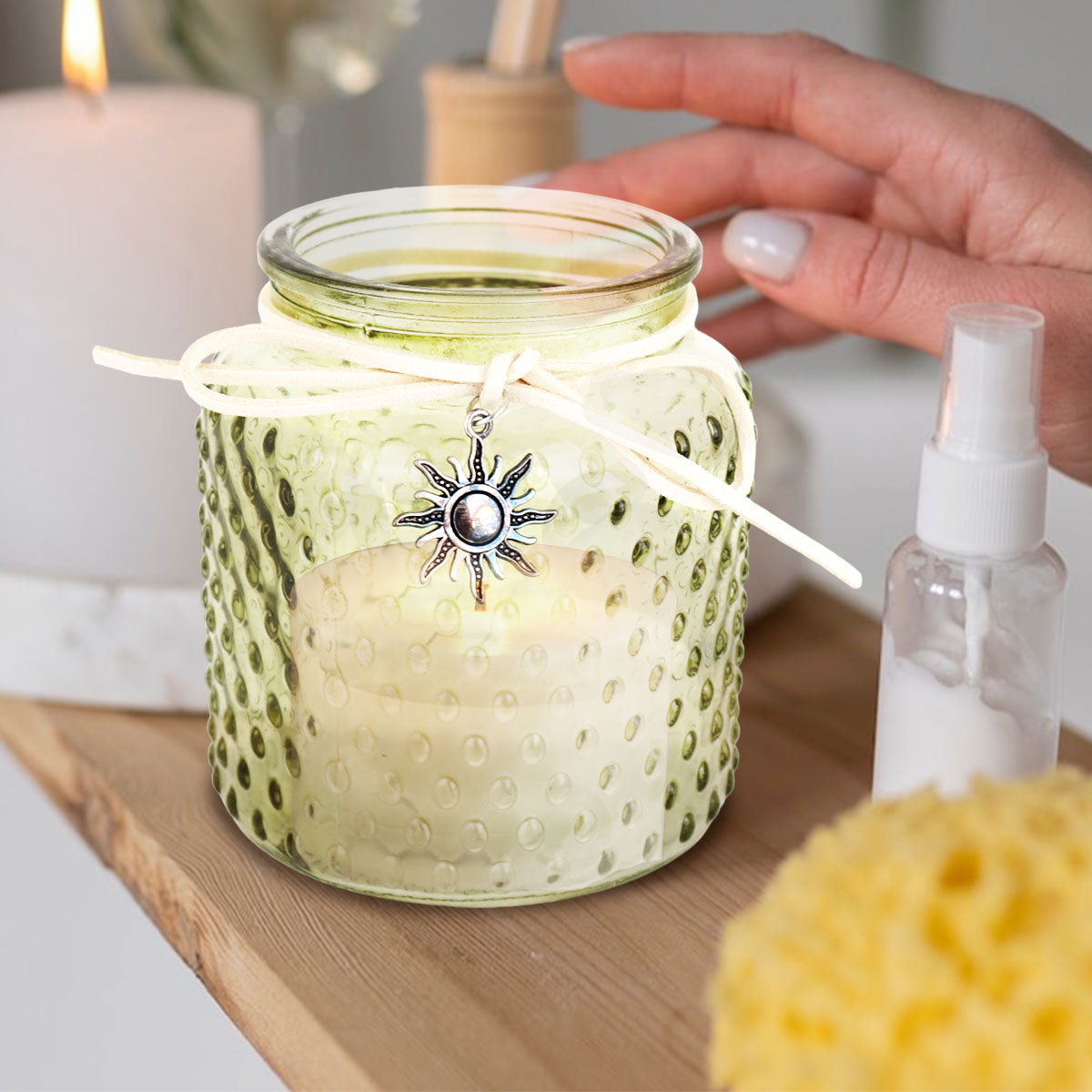 Portavela Cilíndrico de Cristal color Amarillo