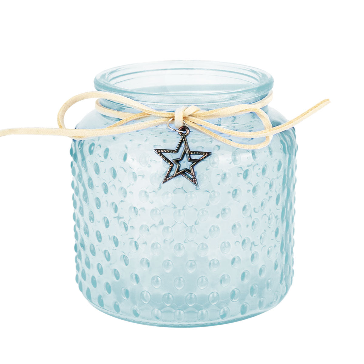 Portavela Cilíndrico de Cristal color Aqua