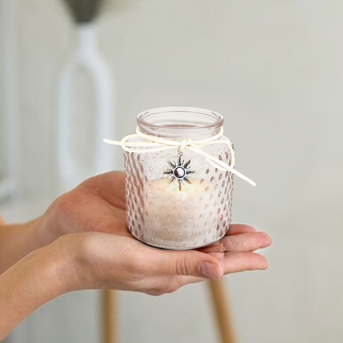 Portavela Cilíndrico de Cristal color Rojo