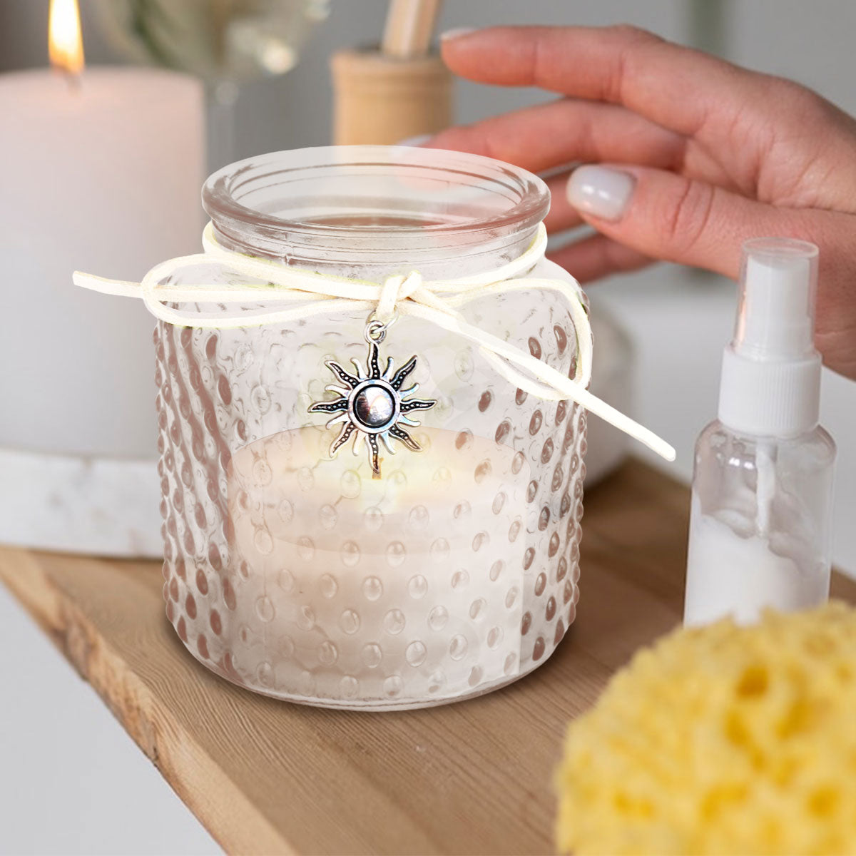 Portavela Cilíndrico de Cristal color Rojo