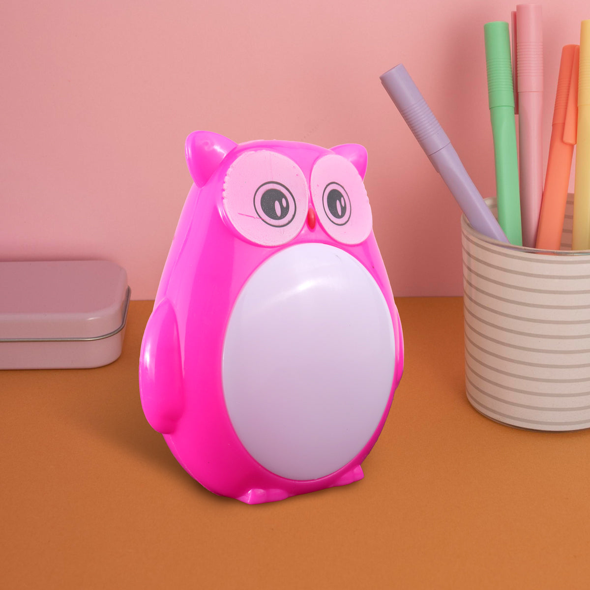 Lámpara LED de Pared en Forma de Búho, color Fucsia