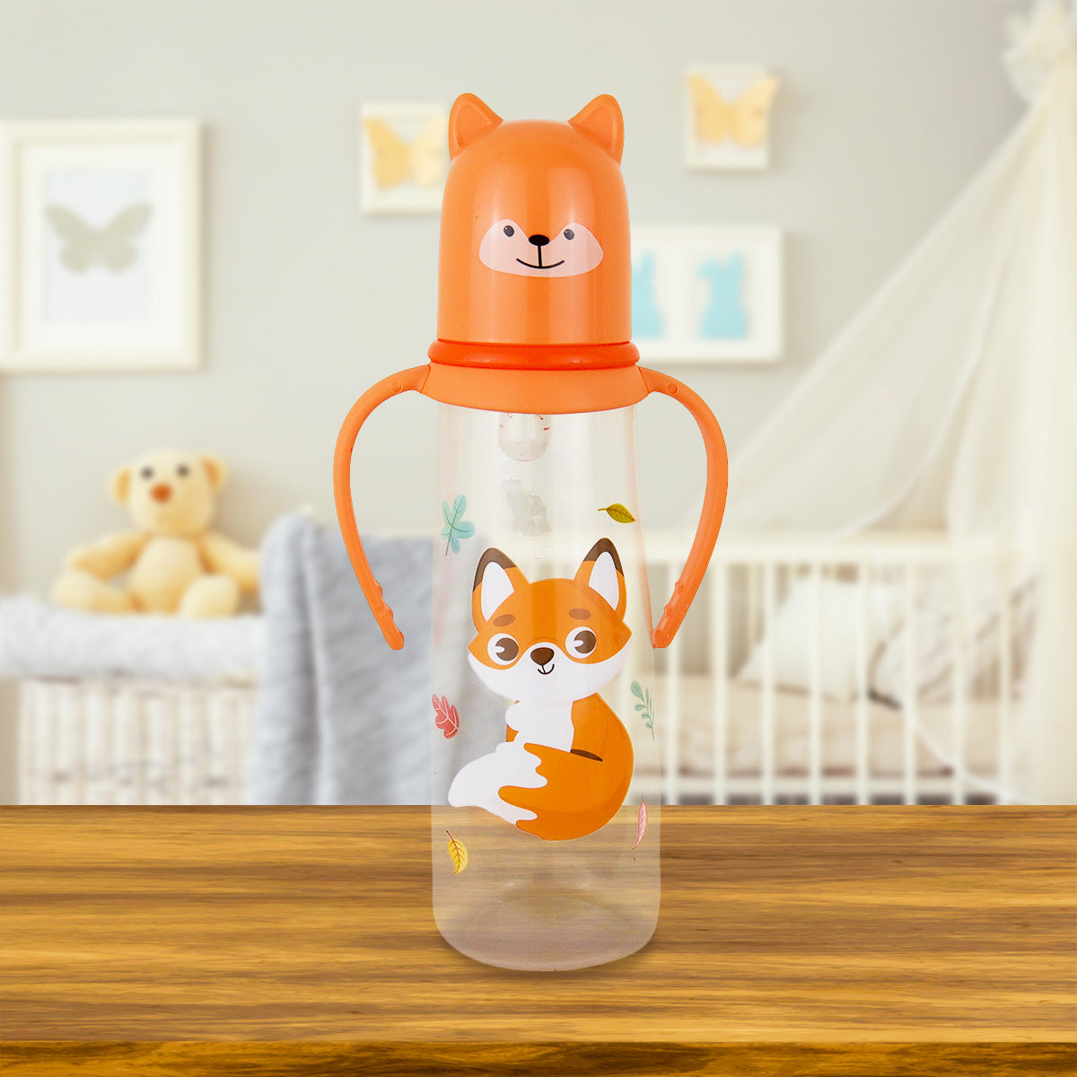 Biberón con Asas, color Naranja, 250ml