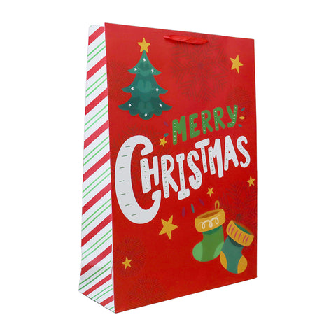 Bolsa de Regalo con Diseño de Navidad color Rojo, 50x71cm