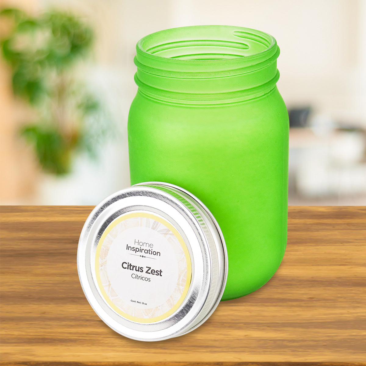 Vela Aromática en Tarro color Verde con Tapa 340gr, Home Inspiration