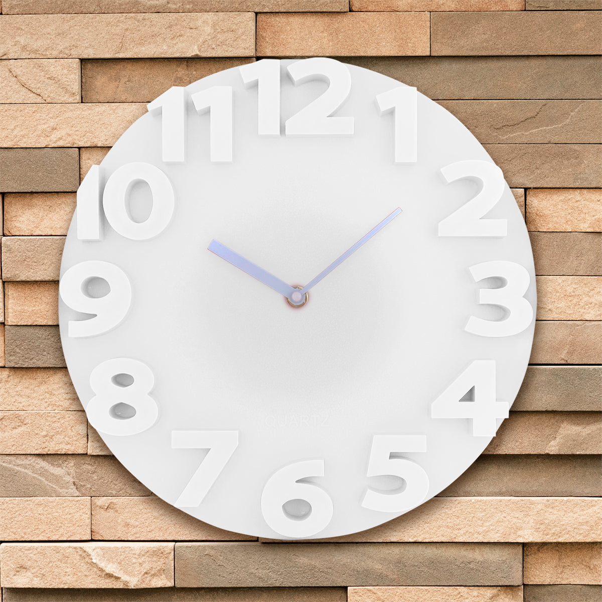 Reloj Moderno con Relieve para Pared, color Blanco
