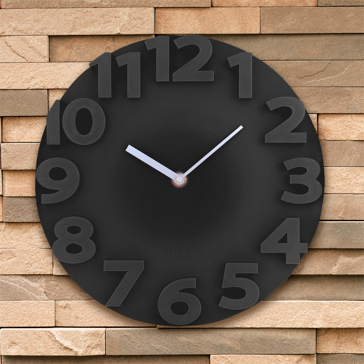 Reloj Moderno con Relieve para Pared, color Negro