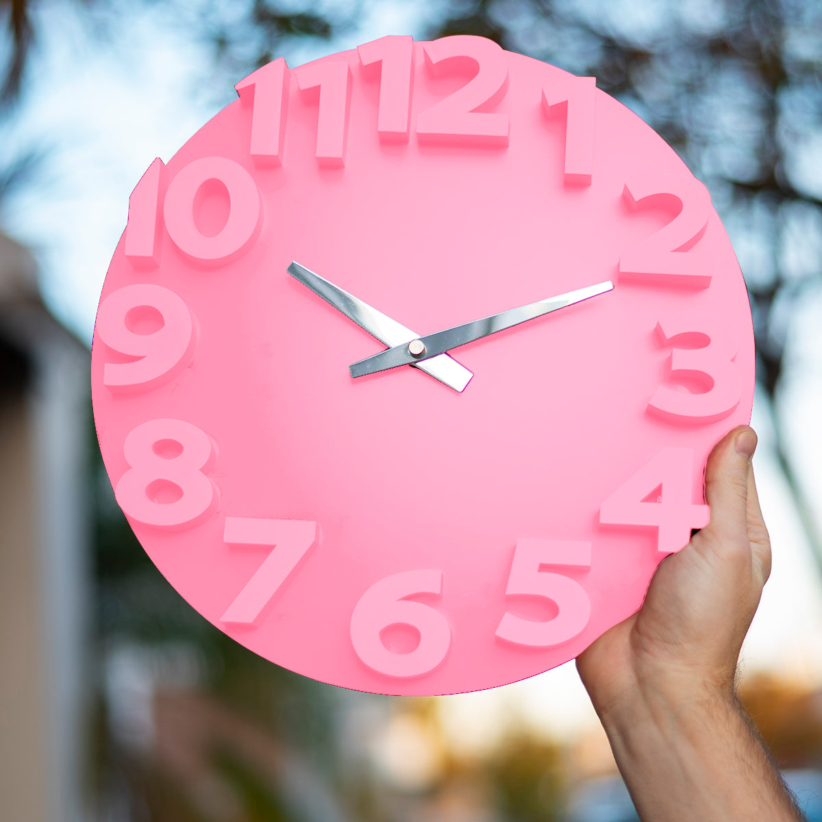 Reloj Moderno con Relieve para Pared, color Rosa
