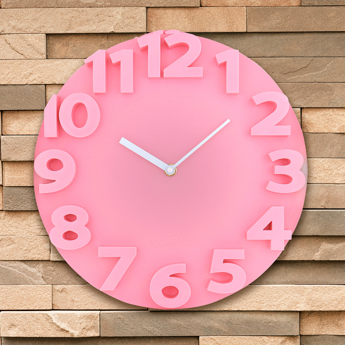 Reloj Moderno con Relieve para Pared, color Rosa