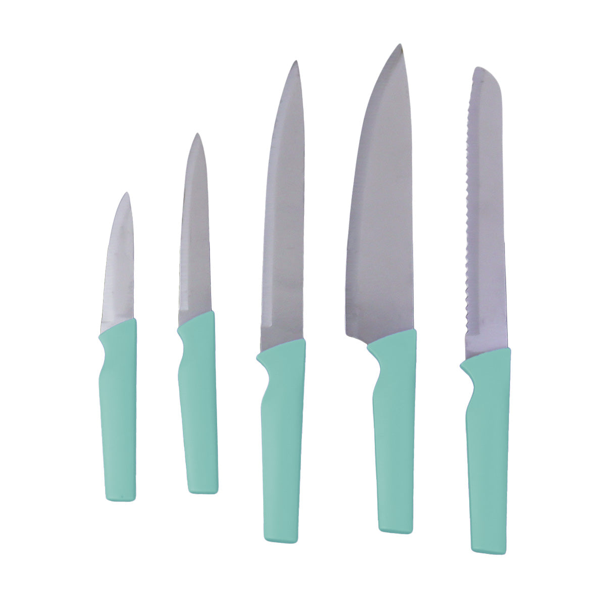 Set de Cuchillos para Cocina, color Aqua, 5 pzas