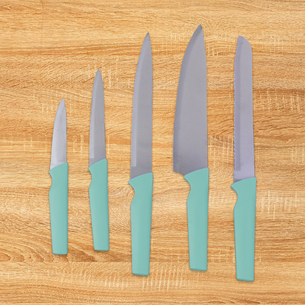 Set de Cuchillos para Cocina, color Aqua, 5 pzas