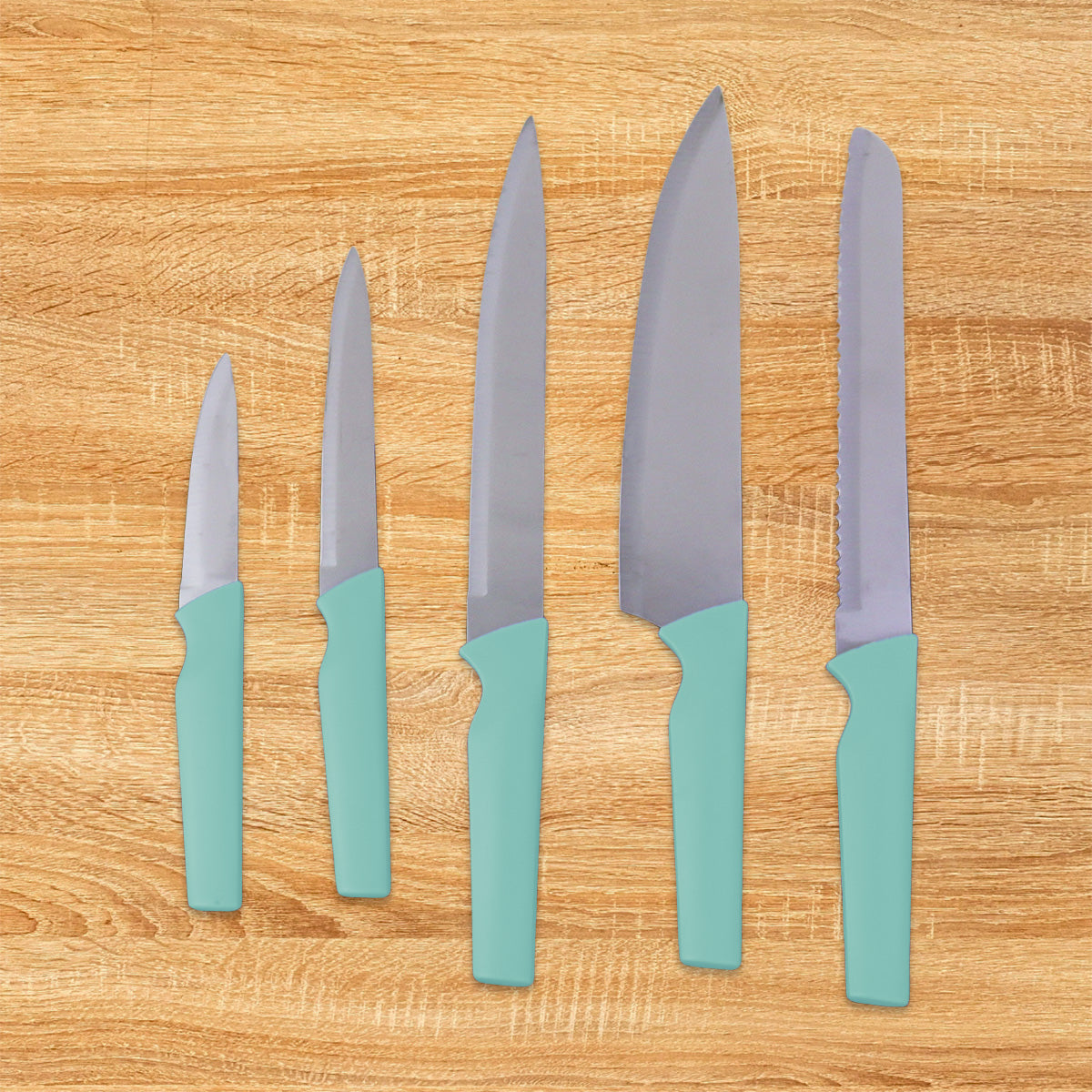 Set de Cuchillos para Cocina, color Aqua, 5 pzas