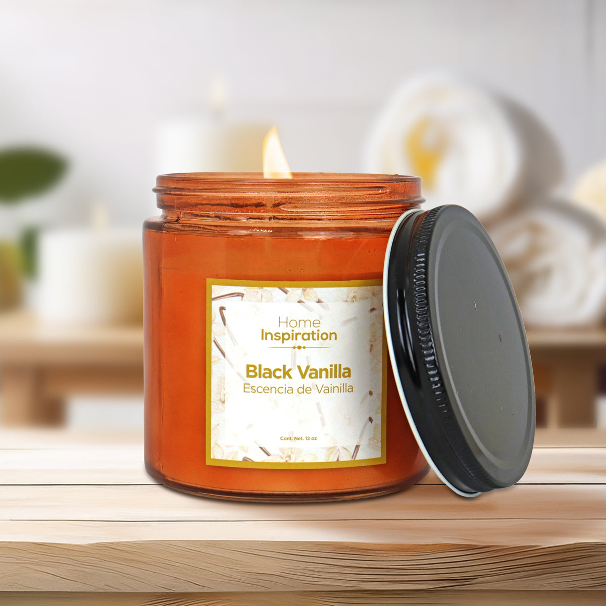 Vela Aromática "Vainilla" en Tarro con Tapa 340gr, Home Inspiration