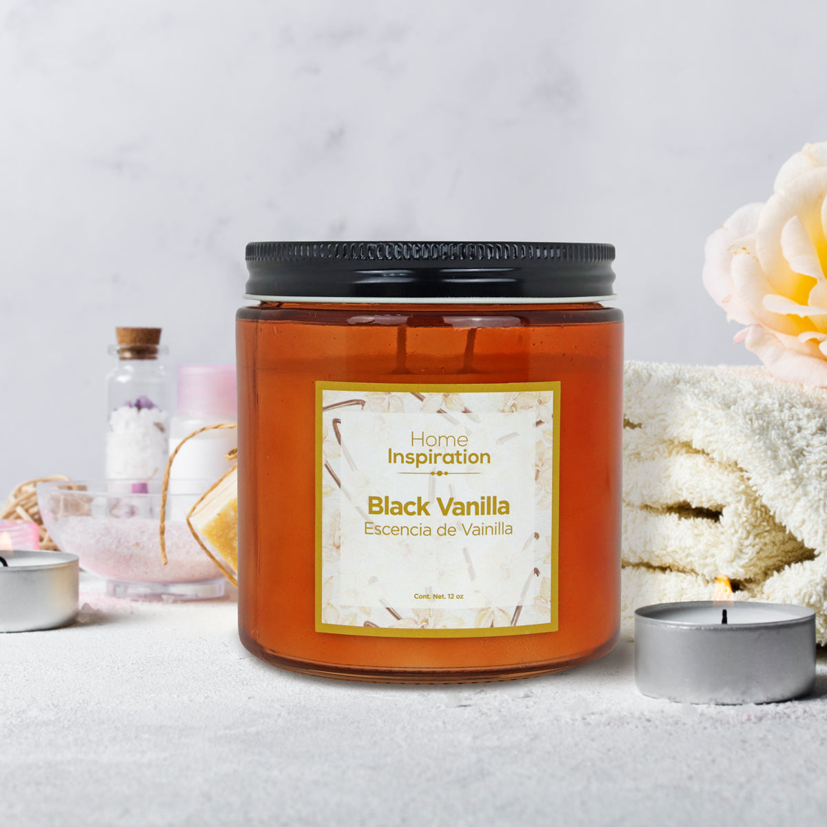 Vela Aromática "Vainilla" en Tarro con Tapa 340gr, Home Inspiration