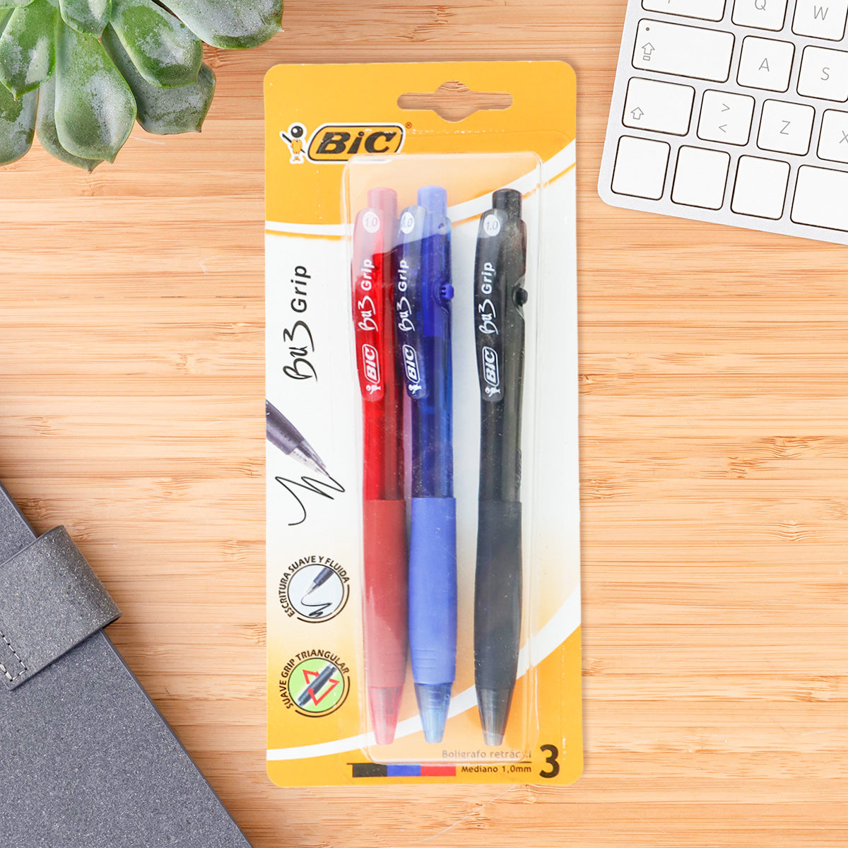 Set de 3 Bolígrafos Retráctiles, Bic Bu3