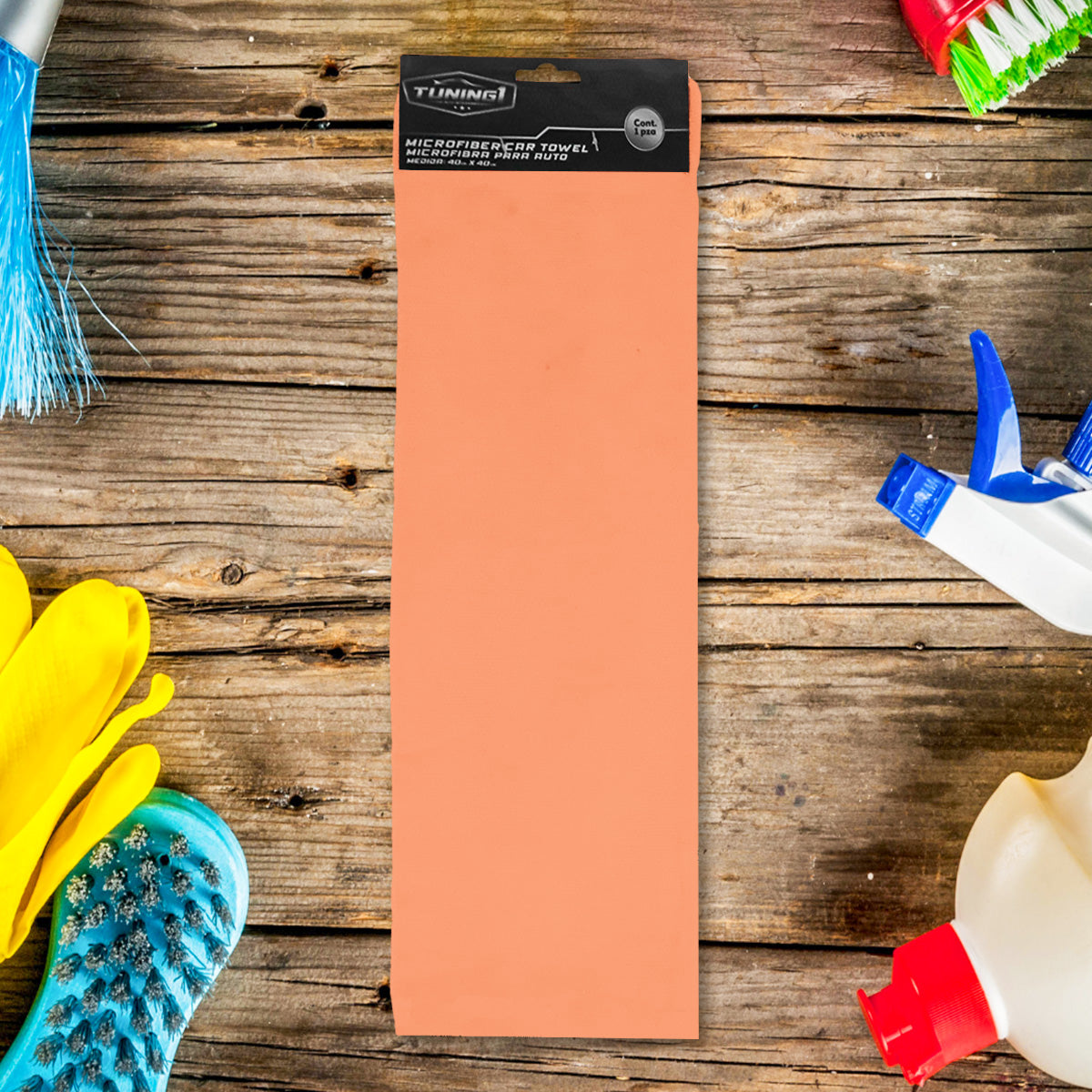Toalla de Microfibra color Naranja para Auto, 40x40cm, Tuning1