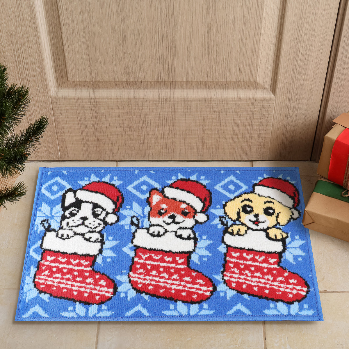 Tapete Navideño, Perritos, 40x60 cm