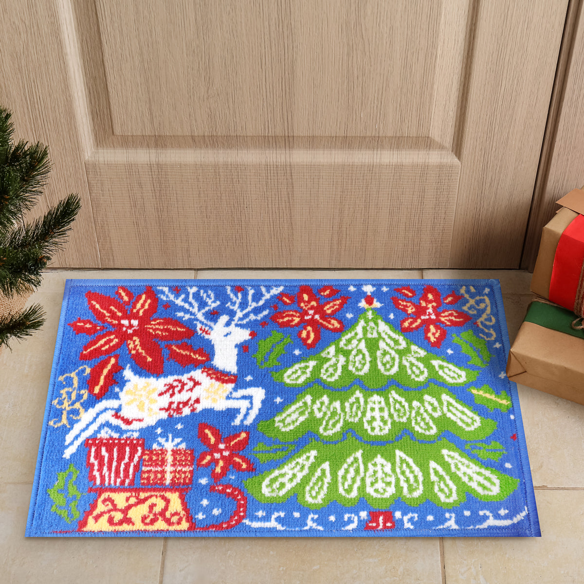Tapete Navideño, Árbol y Reno, 40x60 cm