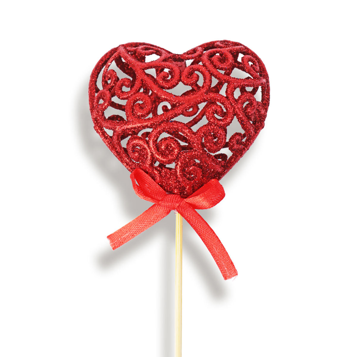 Corazones con Diamantina 22cm, color Rojo 2 pzas.