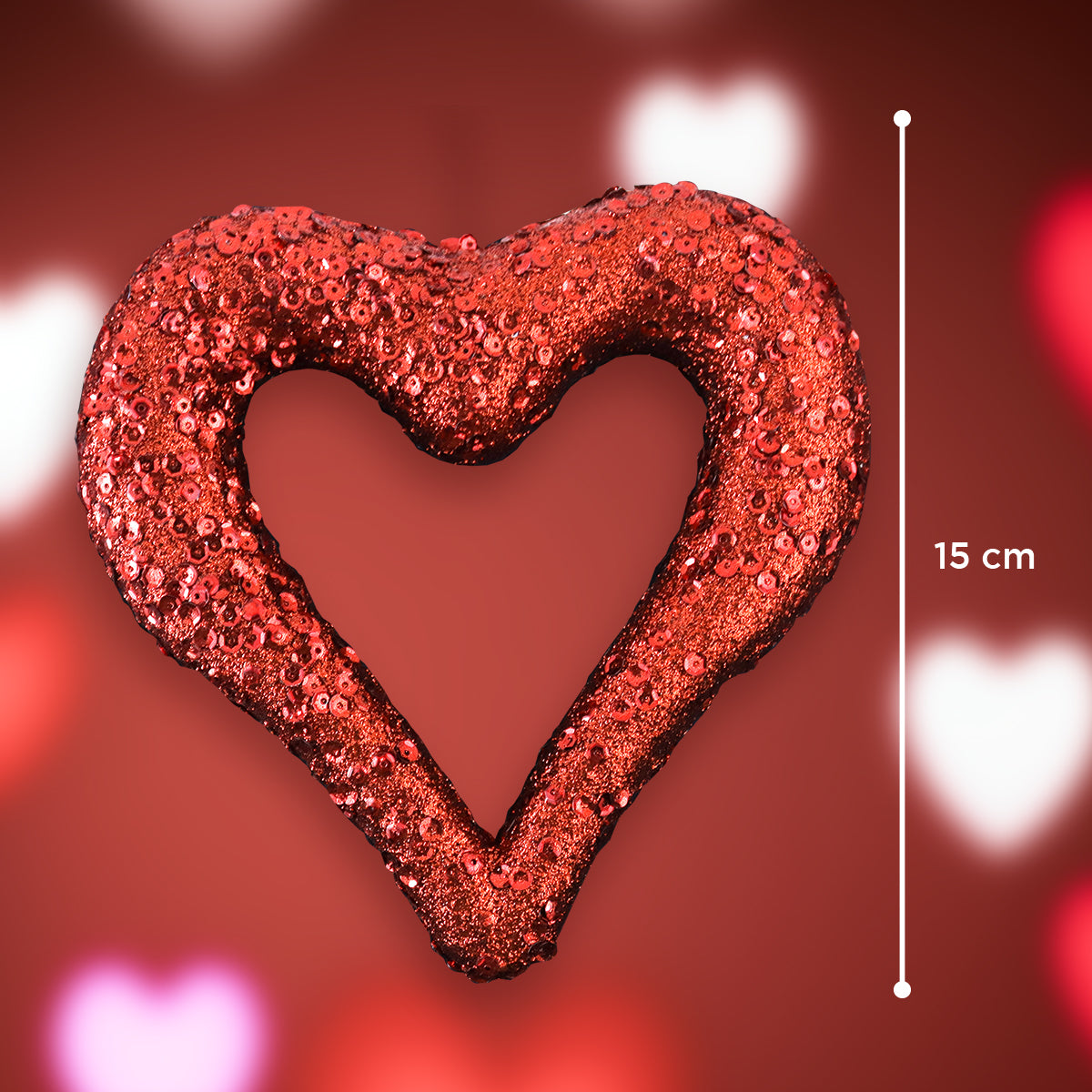 Corazón de Lentejuelas, color Rojo 15cm