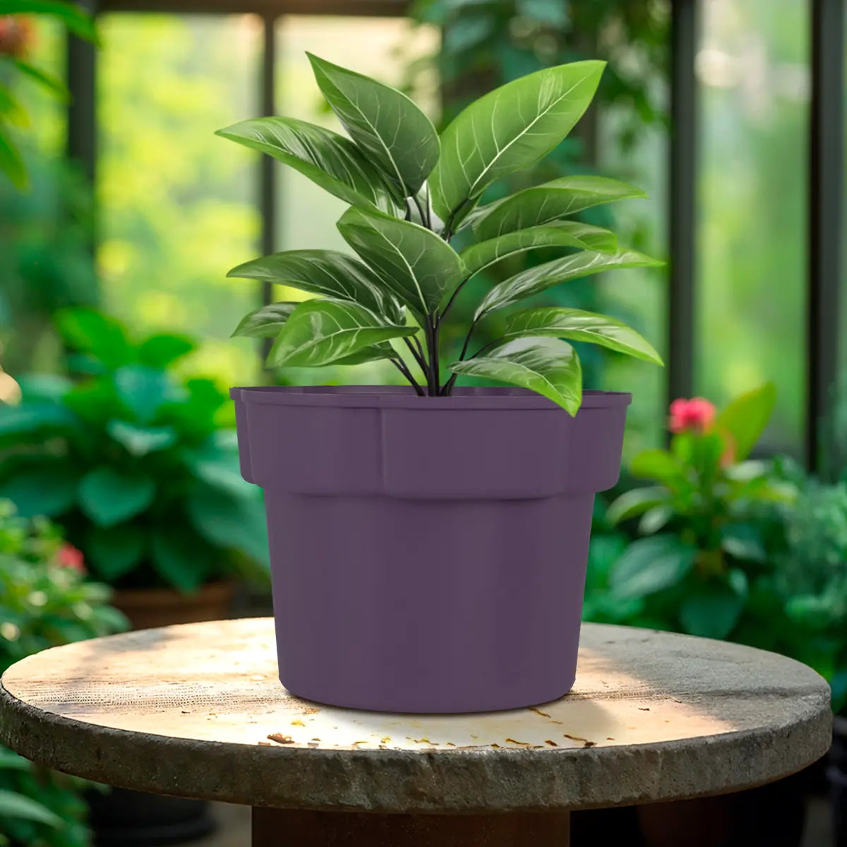 Maceta de Plástico, Color Uva, 12x15 cm