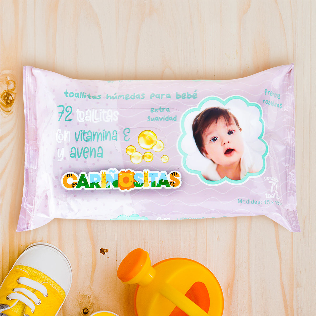 Toallitas Húmedas para Bebé Cariñositas con Vitamina E y Avena, 72 pzas