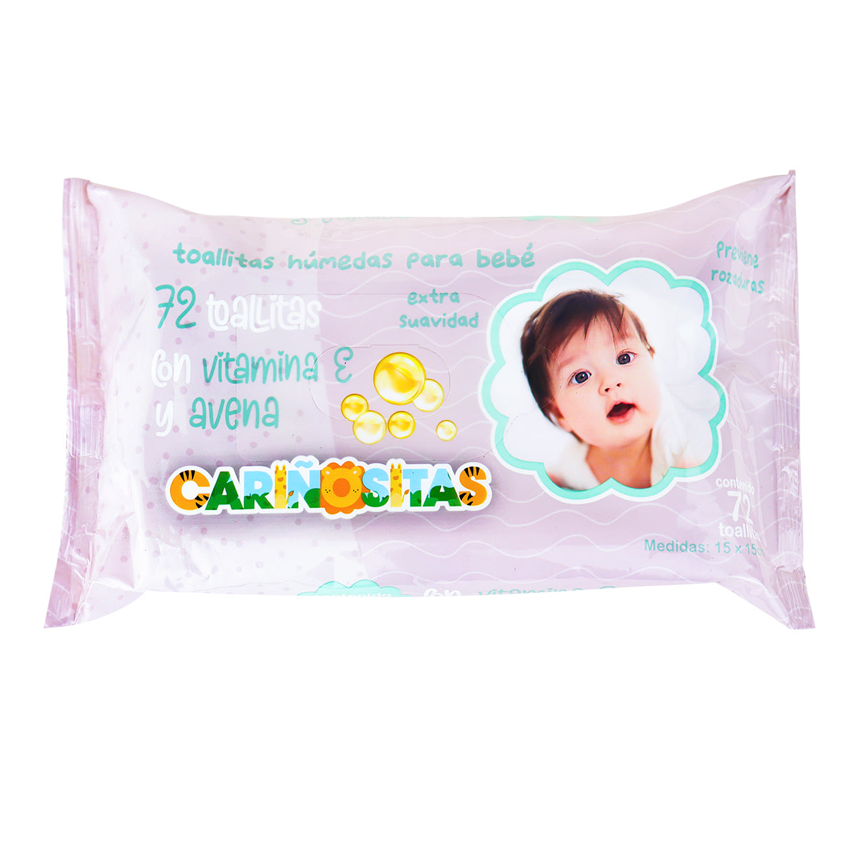 Toallitas Húmedas para Bebé Cariñositas con Vitamina E y Avena, 72 pzas