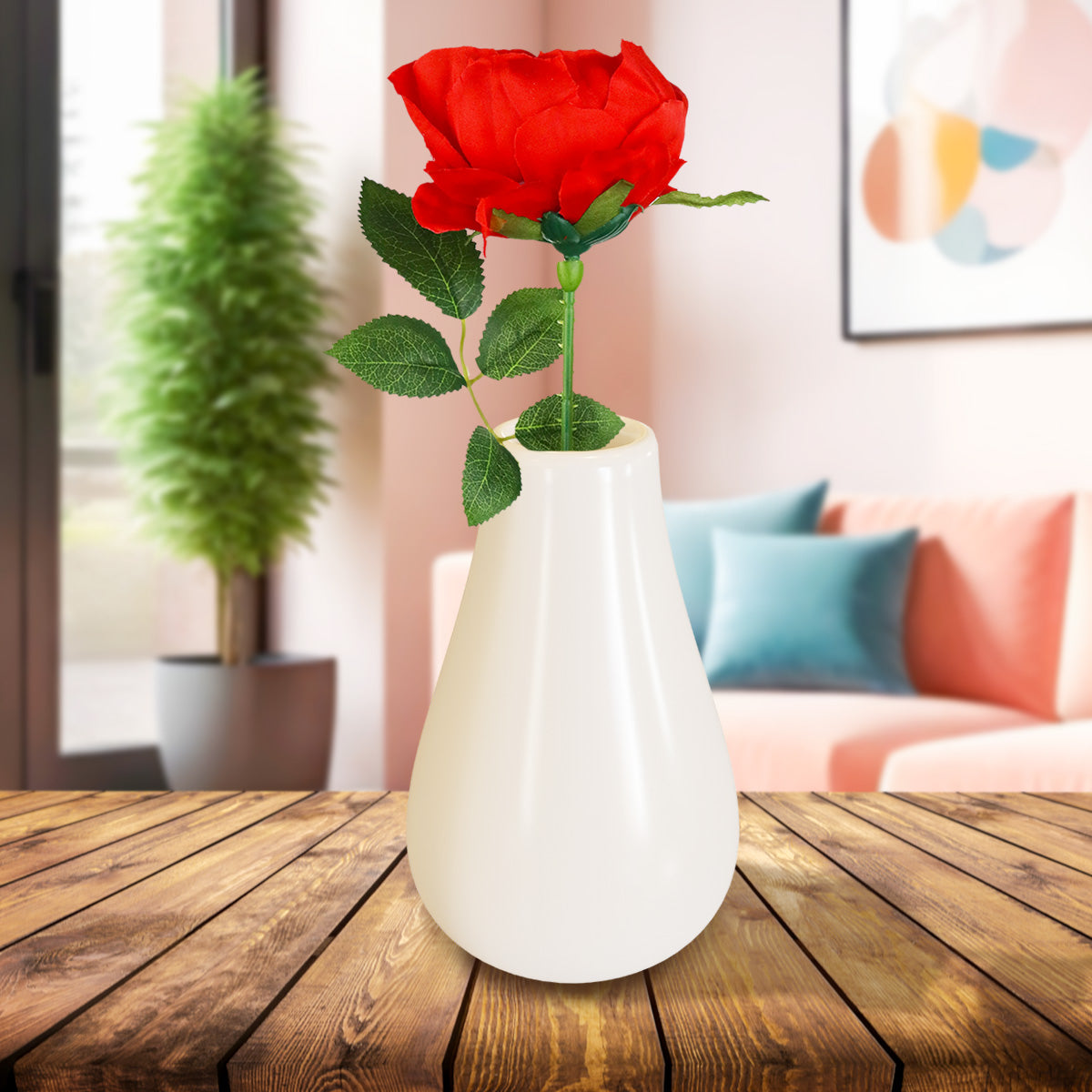 Rosa Artificial color Rojo, 52 cm