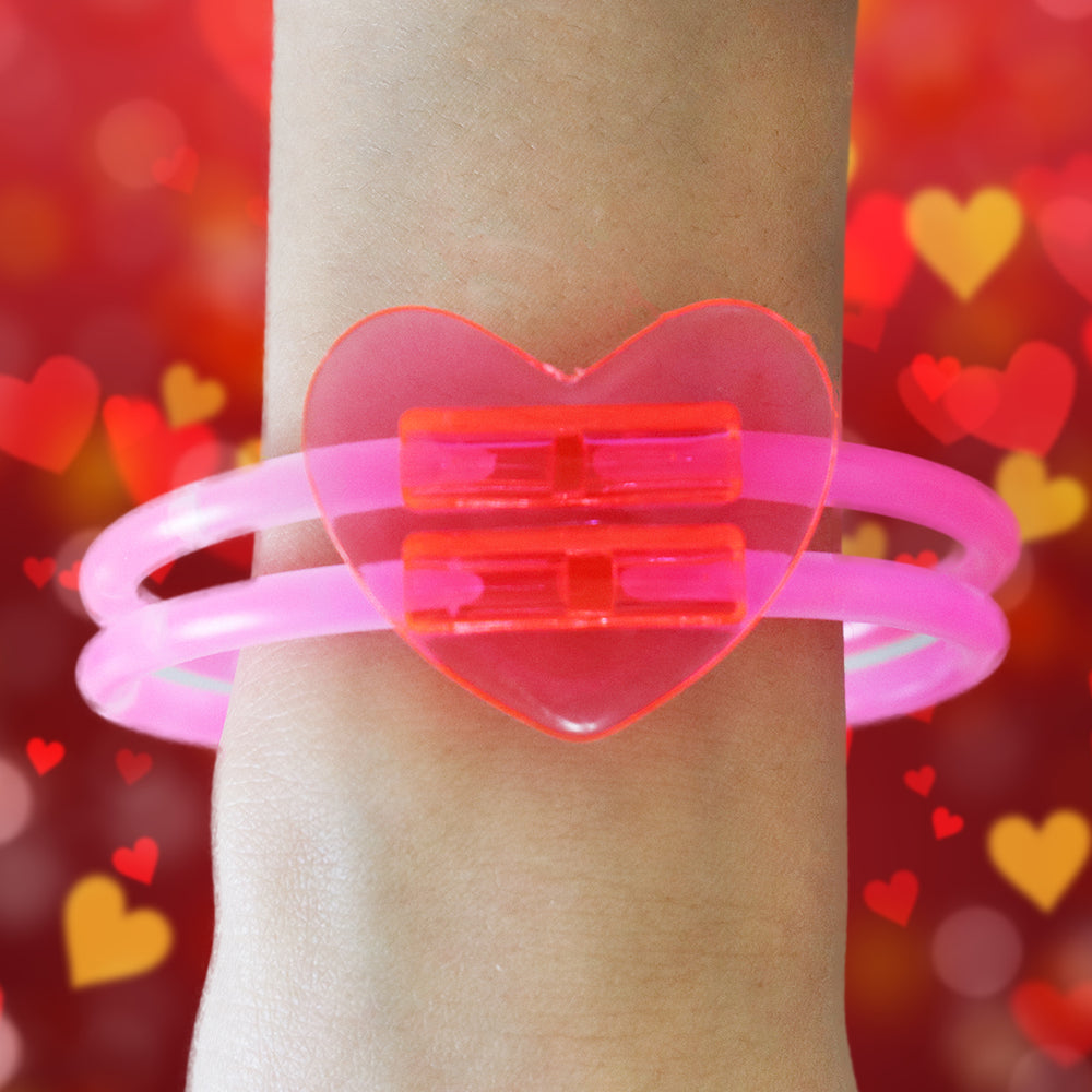 Niceglow, Pulsera Neón en Forma de Corazón, color Rosa
